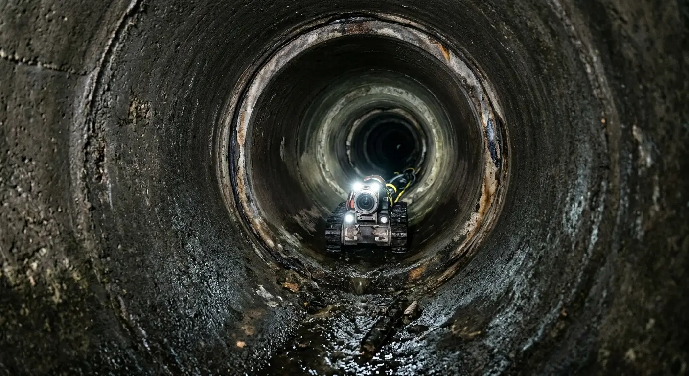 Robotic sewer camera inspecting pipe interior for Drain Snake Service in Talent